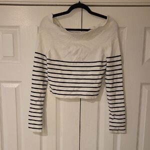 Forever 21 Off-Shoulder Striped Long Sleeve Top
